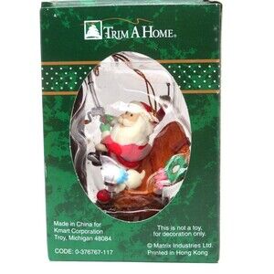 Vintage Santa Fishing Trim a Tree Ornament Christmas